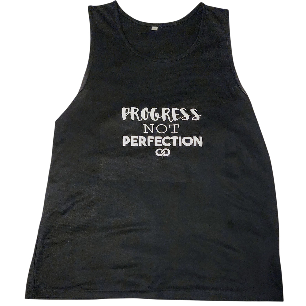 Black Sleeveless Tank‎ Top with Bold White Print
